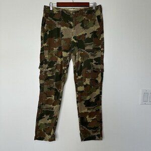 Anthropologie Camo Cargo Pants‎ Size 29 Cotton Linen Blend Green Brown
